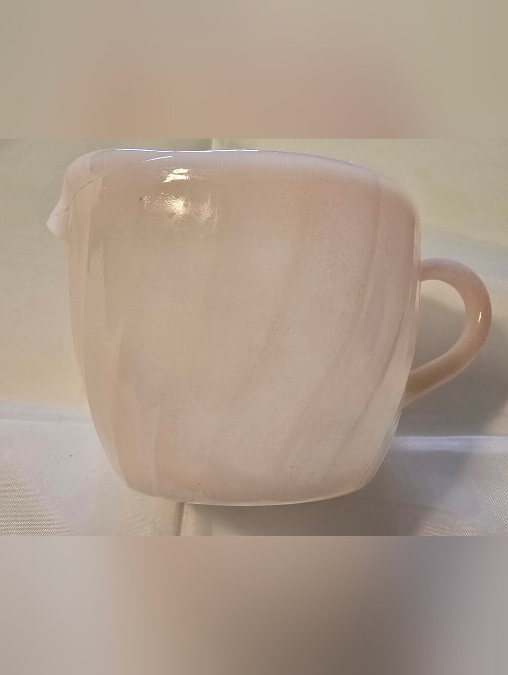 Vintage Fire King Pink Swirl Milk Glass Creamer Pitcher Anchor Hocking